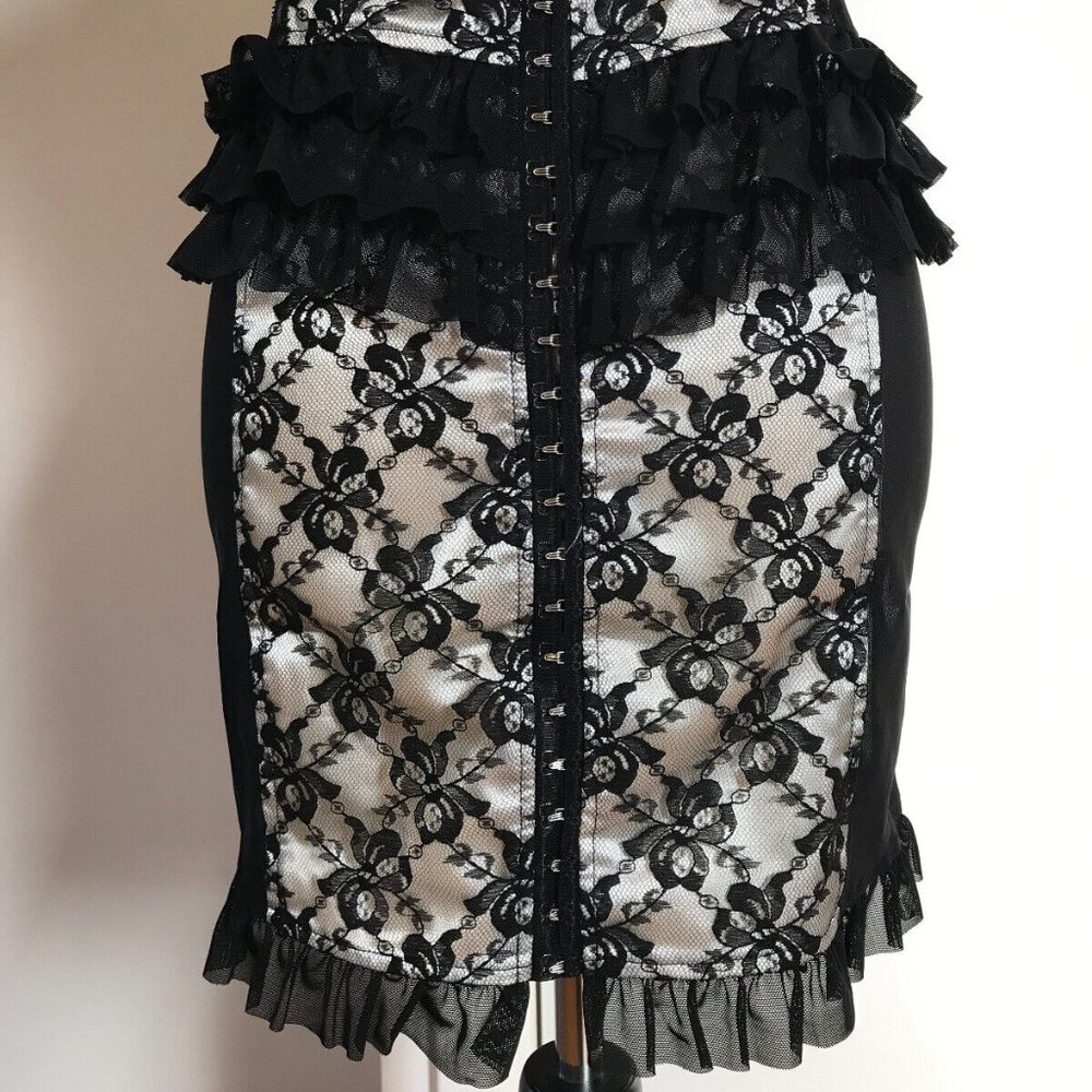 Lip Service Vintage Vaudeville Vamps Gothic Victorian Lace & Mesh Dress XS - Picture 8 of 8